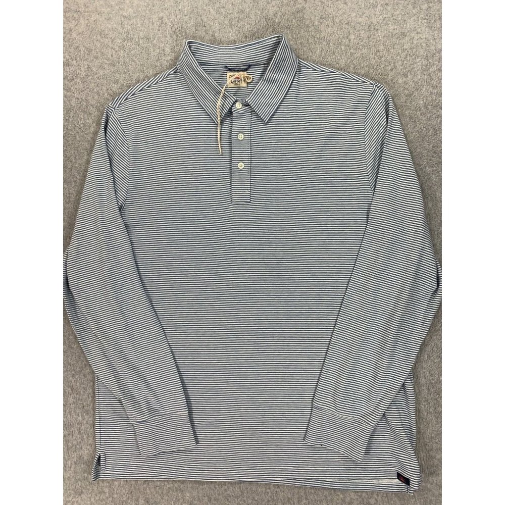 Faherty Blue and White Striped Polo Shirt